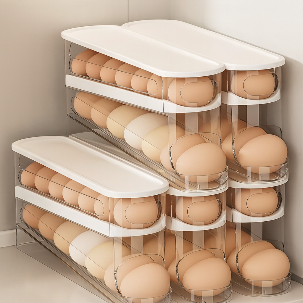 Space-Saving Refrigerator Side Door Rolling Egg Storage Box