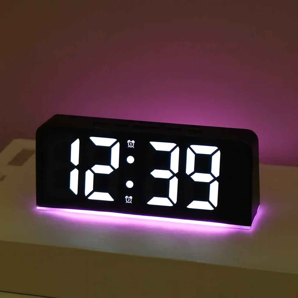 Innovative LED Digital Alarm Clock with Atmosphere Light & Date Display