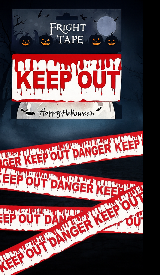 Halloween Skull Warning Tape – Spooky Window & Party Prop