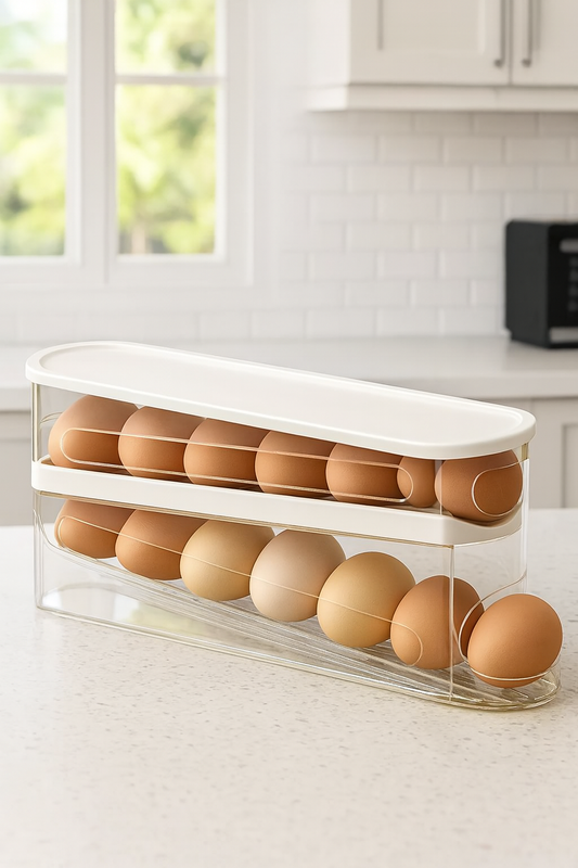 Space-Saving Refrigerator Side Door Rolling Egg Storage Box