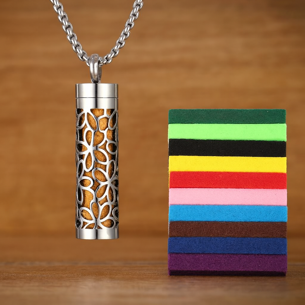 Stainless Steel Aromatherapy Necklace – Elegant Essential Oil Diffuser Pendant