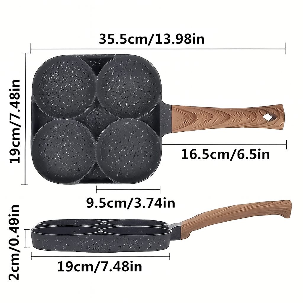 4-Hole Non-Stick Frying Pan with Maifan Stone Coating