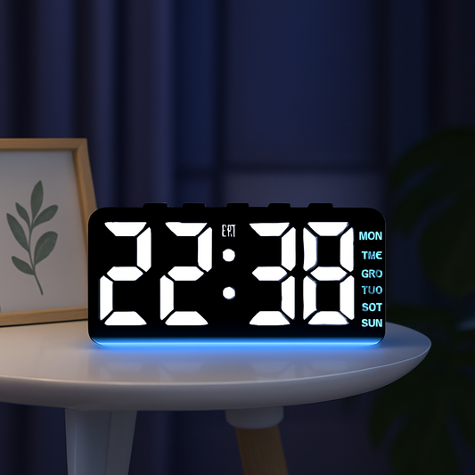 Innovative LED Digital Alarm Clock with Atmosphere Light & Date Display