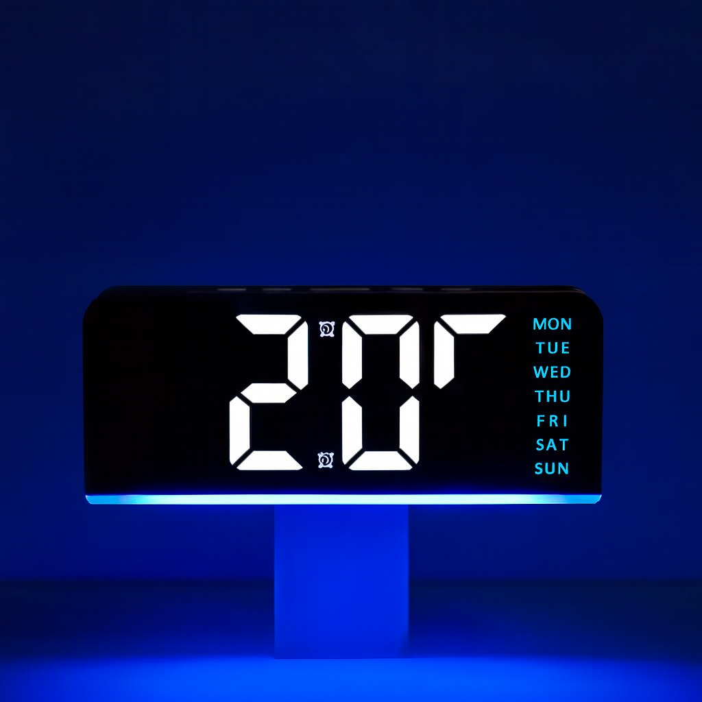 Innovative LED Digital Alarm Clock with Atmosphere Light & Date Display